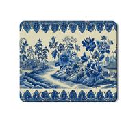 Blue Floral Washer Dryer Top Protector Mat, Vintage Blue Floral Washing Machine Top Cover, Elegant Rubber Anti-slip Waterproof Washer And Dryer Mats for Laundry Room 20x24 Inch