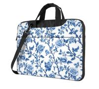 Blue Flower Branch Pattern Laptop Bag Laptop Case 15.6 Inch Computer Bags Padded Sleeve Cover For Women Men