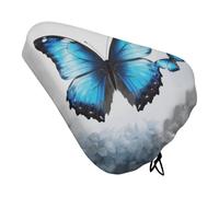 Blue Flower Butterfly Bike Seat Rain Cover Waterproof Dustproof Bikes Saddle Cushion Soft Bicycle Seat Pad Covers with Drawstring for Men Women