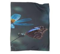 Blue Flower Butterfly Blanket 3D Printed Bud Throw Bedding Plush Gifts Lightweight Fluffy Soft Cozy for Kids Teens Adults for Boys Girls All Season Couch Sofa 60x80inch(150x200cm)