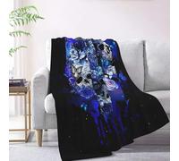 Blue Flower Butterfly Sugar Skull Fleece Throw Blanket - Soft Warm Lightweight Blanket for Adults, Women & Men Boys Girls- Cozy Couch, Bed, Travel, Airplane, Car Blanket Gift 60"x50"