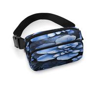 Blue Flower Fanny Pack Belt Bag with Adjustable Strap Fashion Waist Bag for Outdoor Sports Hiking, white, 20x13cm, Full Printed Waist Bag
