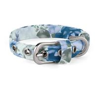 Blue Flower Floral Pattern Roses Dog Collar, Soft Comfortable Pet Collar for Small & Medium Dogs, Adjustable Durable Cat Collars for Puppies