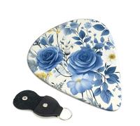 Blue Flower Floral Pattern Roses Guitar Plectrums, 6 Guitar Plectrums, Double Sided Printing, For Acoustic Guitar, Bass, Ukulele, Electric Guitar (0.46 Mm 0.71 Mm 0.96 Mm)