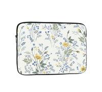 Blue Flower Floral Pattern Roses Printed Laptop Sleeve For 17 Inch Laptop, Shockproof Oxford Fabric Laptop Protective Case Laptop Bag