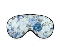 Blue Flower Floral Pattern Roses Sleep Mask for Women Men, Soft Eye Mask with Adjustable Strap for Sleeping, Light Blocking Travel Blindfold for Nap Comfortable Eye Cover for Home Office