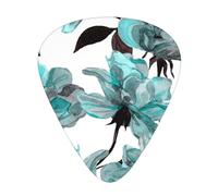 Blue Flower Floral Teal Roses Watercolor,12 Pcs Guitar Pick,3 Different Thickness Plectrums for Acoustic Guitar Bass Ukulele (0.46mm 0.96mm 0.71mm)