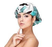 Blue Flower Floral Teal Roses Watercolor,Adult's Satin Sleeping Cap - Women's Elastic Sleep Bonnet, Adjustable Overnight Hair Cover