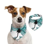 Blue Flower Floral Teal Roses Watercolor,Dog Bandanas Cotton Pet Scarf Adjustable Bibs for Pet,S