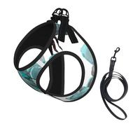Blue Flower Floral Teal Roses Watercolor,Pet Harness,Adjustable Reflective Dog Harness,Pet Leash Vest,S