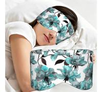 Blue Flower Floral Teal Roses Watercolor, Sleep Mask for Home Travel, Full Eye Covers Light Blocking Eye Mask Sleep Eye and Ear Muffs