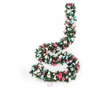 (BLUE) Flower Garland Fake Rose Vine Artificial Flower Hanging Rose Ivy Home Hotel