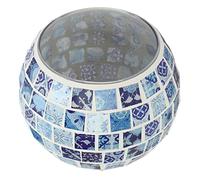 Blue Flower Glass Mosaic Candle Holder, Romantic Candlelight Dinner Addition for Tea Room Atmosphere Enhancement