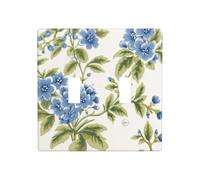 Blue Flower Green Leaf Retro Pattern Double Gang Toggle Light Cover Wall Plate Switch Decor Standard Size - 11.4x11.4cm