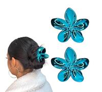 Blue Flower Hair Accessories for Women - 2 x 8 cm Flower Hair Clips, Flower Hair Clips for Girls Elegant Flower Hair Clip for Extra Volume