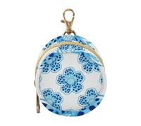 Blue Flower Leopard Print Infants Baby Pacifier Storage Case Portable Change Purse Key Holder, Everything Storage pouching