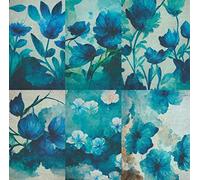 Blue Flower Mulberry Rice Paper, 20.32 x 26.67 cm - 6 Unique Printed Art Craft Supplies Sheets for Decoupage, Scrapbooking, Collage Art