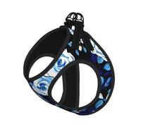 Blue Flower Pattern Roses Print Dog Harness Leash Set Reflective Pet Harness Puppy Vest Suitable Dogs Cats Small Breeds