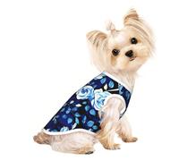 Blue Flower Pattern Roses Print Dog Shirt Summer Pet T-Shirts Stretchy Cats Dogs Tee Shirt Sleeveless Tank Top Dog Vest
