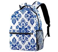 Blue Flower Pattern with Paisley Elements Backpack for Teen Girls Boys, School Bag for Elementary Middle Students