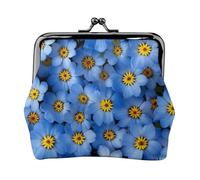 Blue Flower Print Lightweight Women Coin Purse Exquisite Waterproof Small Pouch for Coins Cards