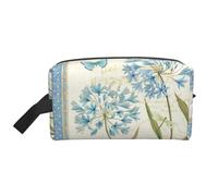 Blue Flower Print Travel Bag Toiletry Makeup Organizer for Women and Men, Large Capacity for Cosmetic, Accessories, Toiletries, Shampoo, and Essentials