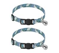 Blue Flower Rabbit Collar for Puppy, 2 Pack Cat Collar Breakaway with Bell