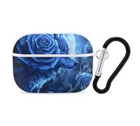 Blue Flower Rose Howling Wolf Earphone Case PC Bluetooth Earbud Case Headphone Cases Compatible with Airpods Pro White-style