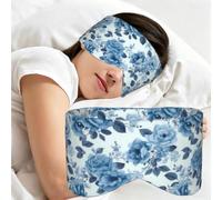 Blue Flower, Sleep Mask for Home Travel, Full Eye Covers Light Blocking Eye Mask Sleep Eye and Ear Muffs