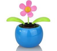 Blue Flower Solar Power Desk Toy, Solar Powered Dancing Flower Flip Flop Leaves Car Display Dashboard Toy Gift Novelty
