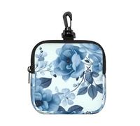 Blue Flower, Square Zipper Storage Bag, Neoprene Coin Purse, Small Wallets, Change Pouch, Change Purse