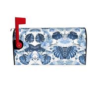Blue Flower Tropical Magnetic Mailbox Cover Mailbox Protector Letter Box Flap Easy Install No Tools 21x18 In