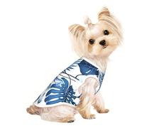 blue flower tropical Print Pet Sleeveless Tank Top for Dogs Cats Apparel Stretchy Soft Fashion Vest Gear Wear