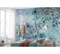 Floral photo wallpaper Delicate Blue Premium wall decor 368x248cm woman bedroom