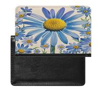 Blue Flower Watercolor Daisy Passport Holder with Card Slots Portable Passport Cover Compact Waterproof Passports Protector
