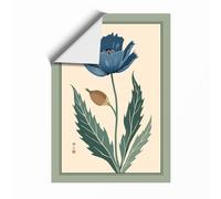 Blue Flower with Seed Pod Botanical Unframed Wall Art Print A2 (59.4×42cm), Wall Decor for Living Room, Bedroom, Office & Home, Art Gift