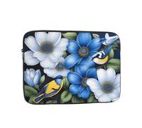 Blue Flowers And Birds Laptop Bag Handheld Portable Briefcase Shockproof Protective Sleeve Computer Inner Bag For 12 inch inch Laptop, Black, 12 inch