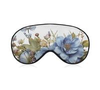Blue Flowers and Dragonfly Eye Mask for Women & Men, Breathable & Adjustable Eye Cover, Ultra Soft Sleep Mask, Lightweight Travel Blindfold for Airplane, Nap, Night Sleeping