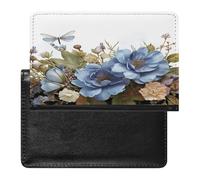 Blue Flowers And Dragonfly Passport Holder Passport Wallet Document Organizer Protector PU Leather Card Slot Travel Accessories