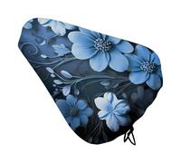 Blue Flowers Bike Seat Cover Water-Repellent Exercise Bike Seat Cushion Bicycle Saddle Cover with Drawstring Rain Snow Dust Covers for City Mountain Road Biking