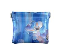 Blue Flowers Blue Stripes Oil Painting Women Leather Cash Wallet Convenient Change Holder Card Organizer for Women Travel, blue flowers blue stripes oil painting, One Size, Modern