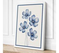 Blue Flowers Botanical Canvas Wall Art Print 18x12 Inch (46 x 30 cm)