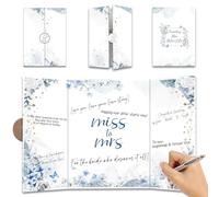 Blue Flowers Bridal Shower Decorations - 18 ''x12'' Bride-to-Be Signature Guest Book Alternative from Miss to Mrs - Signature Book Gifts - Bachelorette Party Wedding Reception Decor & Supplies -A08