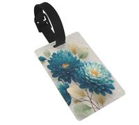 Blue Flowers Delicate Pale Green Leave Luggage Tags Name Id Label Suitcase Tags, Ideal for Travel Cruise Backpacks Bag