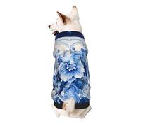 Blue Flowers Dog Hoodie – Soft & Breathable Polyester Pet Clothes for Small, Medium, and Large Dogs