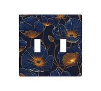 Blue Flowers Double Gang Toggle Light Cover Wall Plate Switch Decor Standard Size - 11.4x11.4cm