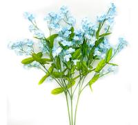 Blue Flowers for Decoration, 3 Pcs Artificial Flowers Forget Me Not Flower, 18.5 Inch Silk Flowers UV Resistant Faux Flower for Valentine's Day, Floral Arrangements, Wedding Party, Vase Filler