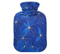 Blue Flowers hot Bottle Water Bag with Soft Cover, 1L hot compresses for The Body for Menstrual Cramps, Tummy Warmer, Bolsa de calor para Dolor Menstrual