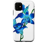 Blue Flowers Orchid Flowers in Vintage Art Floral Style Case for iPhone 11