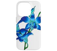 Blue Flowers Orchid Flowers in Vintage Art Floral Style Case for iPhone 14 Pro